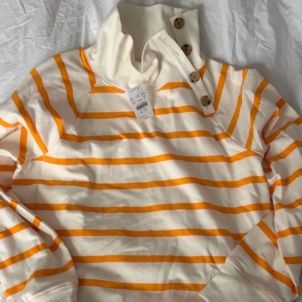 J. Crew Striped Orange and Cream Button-Up Shirt